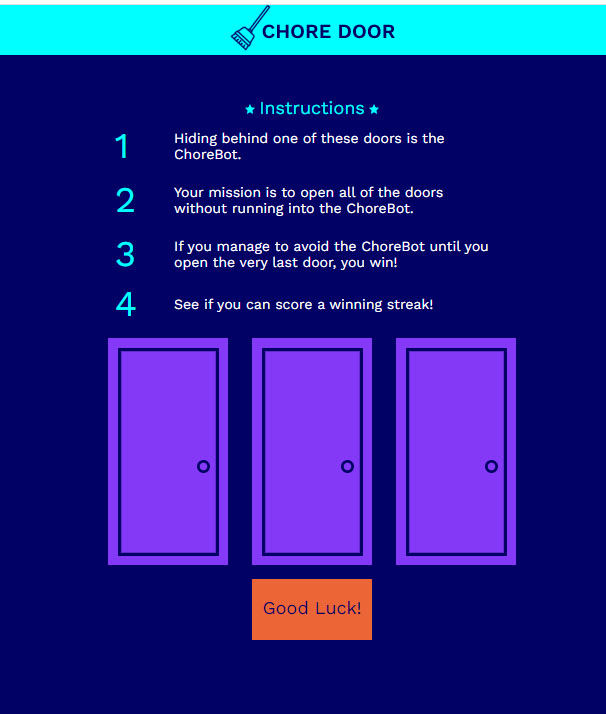 Chore door game web app